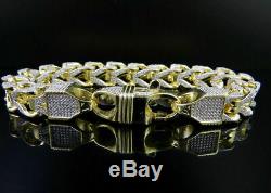 5Ct Round Cut Diamond Mens Miami Curb Cuban Link Bracelet 14K Yellow Gold Over