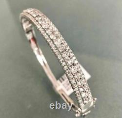 5Ct Round Cut Diamond Tennis Bangle Bracelet 7.5' inches 14K White Gold Finish
