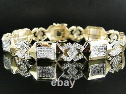 5Ct Round Cut VVS1 Diamond Mens Pave Set Bracelet 14K Yellow Gold Over