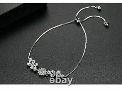 5Ct Round & pear Cut Diamond Lab Created Women's Bolo Bracelet 14K White Gold FN