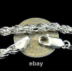 5MM Solid 925 Sterling Silver DIAMOND CUT ROPE CHAIN Bracelet or Necklace Italy