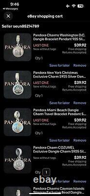 5PCS Pandora Dangle Charms S925 Sterling Silver Bracelet Pendant