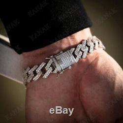 5.00 Carat Diamond 10K White Gold Finish Men's Cuban Link Chain Bracelet 8