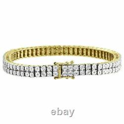 5.50 Ct Men Diamond 2 Row Tennis Link Bracelet 10k Yellow Gold Over 8.5 Inch