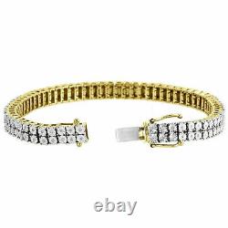 5.50 Ct Men Diamond 2 Row Tennis Link Bracelet 10k Yellow Gold Over 8.5 Inch