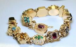 5.50 Ct Oval Cut multi gemstone & Diamond Tennis Bracelet 14k Yellow Gold Finish