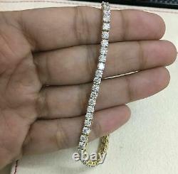 5.72 Ct Round Cut White Diamond Tennis Bracelet 14k Yellow Gold Finish 7.25 Inch