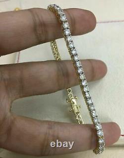 5.72 Ct Round Cut White Diamond Tennis Bracelet 14k Yellow Gold Finish 7.25 Inch