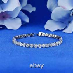 5.79 Ct Round Simulated Diamond Halo Tennis Bracelet 925 White Sterling Silver