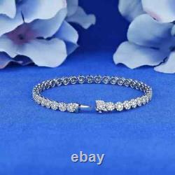 5.79 Ct Round Simulated Diamond Halo Tennis Bracelet 925 White Sterling Silver