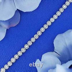 5.79 Ct Round Simulated Diamond Halo Tennis Bracelet 925 White Sterling Silver