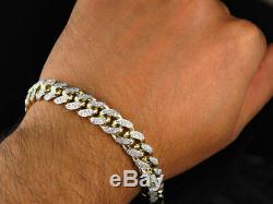 5 Ct Round Cut Diamond Miami Curb Cuban Link Bracelet 14K Solid Yellow Gold Over