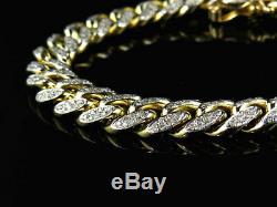 5 Ct Round Cut Diamond Miami Curb Cuban Link Bracelet 14K Solid Yellow Gold Over