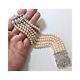 5 Strand 6 Mm White Freshwater Pearl Sterling Silver C. Z. Cuff Bracelet 7.25