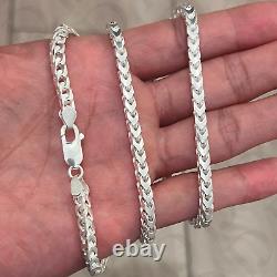5mm Real 925 Franco Sterling Silver Solid Chain Bracelet Diamond Cut ITALY