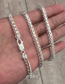 5mm Real 925 Franco Sterling Silver Solid Chain Bracelet Diamond Cut ITALY