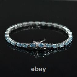5x3 MM Natural Swiss Blue Topaz Gemstone 925 Sterling Silver Tennis Bracelet