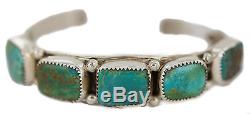 $600Tag. 925 Sterling Silver Navajo Natural Turquoise Native American Bracelet