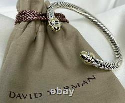 $625 David Yurman 5mm Cable Classic Bracelet with Gold Dome and 14K Gold