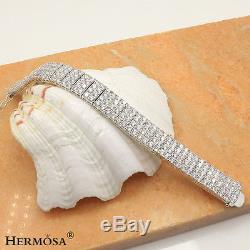 65% OFF 208PCS. Genuine Gemstone White Topaz & CZ Sterling Silver Bracelet 7