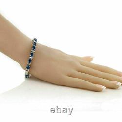 6CT Oval Cut Blue Simulated Diamond 7.5 Tennis Bracelet White Gold Plated