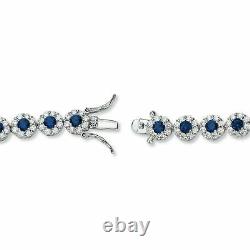 6Ct Pear Round Cut Simulated BlueHalo 7 Tennis Women's Bracelet 925 Silver Gift