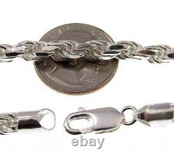 6MM Solid 925 Sterling Silver DIAMOND CUT ROPE CHAIN Bracelet or Necklace Italy