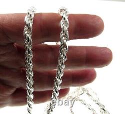 6MM Solid 925 Sterling Silver DIAMOND CUT ROPE CHAIN Bracelet or Necklace Italy