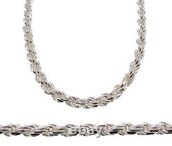 6MM Solid 925 Sterling Silver DIAMOND CUT ROPE CHAIN Bracelet or Necklace Italy