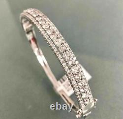 6.00Ct Round Cut Simulated Diamond Pretty Bangle Bracelet 14K White Gold Finish