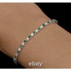 6.0 Ct Diamond & Green Emerald 14k White Gold Over Fancy Tennis Bracelets 2.25