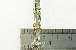6.34 CtVVS1 Diamond 14k Two Tone Gold Over X Link Fancy Tennis Bracelet 7.25