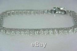 6.50 Ct Princess-Cut Diamond One Raw Tennis Bracelet 14k White Gold Finish 7.50