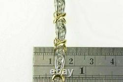6.50 Ct VVS1 Diamond 14k Two Tone Gold Over X Link Fancy Tennis Bracelet 7.25