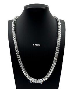 6.5MM Real 925 SOLID Sterling Silver Italian FRANCO LINK CHAIN Necklace UNISEX