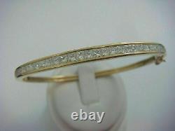 6.75CT Princess Cut VVS1 Diamond Women's Bangle Bracelet 14k Yellow Gold Finish