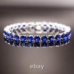 6 CT Round Cut Simulated Sapphire Women's Tennis Bracelet 14k White Gold Plated