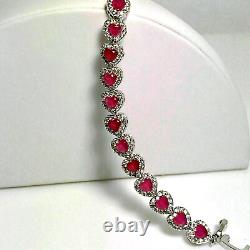 6 Ct Heart Cut 925 Sterling Silver Women's Beauty Bracelet Lab-Created Pink Ruby