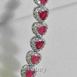 6 Ct Heart Cut 925 Sterling Silver Women's Beauty Bracelet Lab-Created Pink Ruby