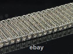 6 Row Men's Bracelet with natural Diamonds in Sterling Silver 8.5 Inches