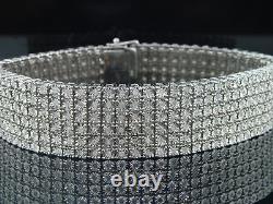 6 Row Men's Bracelet with natural Diamonds in Sterling Silver 8.5 Inches