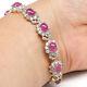 6 X 7 Mm. Red Heated Ruby & White Unheated Topaz Bracelet 925 Sterling Silver
