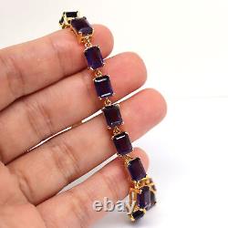 6 X 8 MM. Octagon with Round Purple Unheated Amethyst Bracelet 7 925 Silver