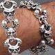 74g 8.5 Heavy Tribal Skull 925 Sterling Silver Mens Rocker Biker Bracelet Pre