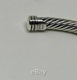 $795 David Yurman Single Station Cable Classic 4mm Cuff Bracelet with Diamonds