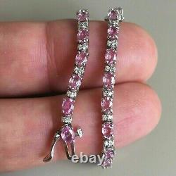 7Ct Oval Lab Created Pink Sapphire Diamond Tennis Bracelet 14K White Gold Plated