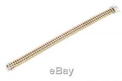 7.00Ct 3 Row Round Diamond Tennis Bracelet 14k White/YellowithRose Gold Over 7.25