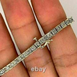 7.00 Carat Princess Cut VVS1 Diamond Tennis Bracelet 14k White Gold Over 7.50