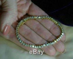 7.00 Carat Round Cut VVS1 Diamond Tennis Bracelet 14k Yellow Gold Over 7.25