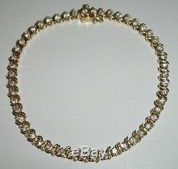 7.00 Carat Round VVS1 Diamond S-Link Tennis Bracelet 14k Yellow Gold Over 7.25